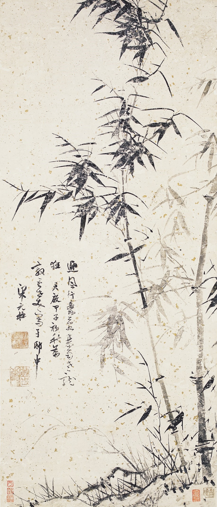 <h2>迎风竹图轴</h2><p>作者：梁元柱</p><p>创作年代：明</p><p>规格：128cm×55cm</p><p>品类：洒金笺水墨</p>
